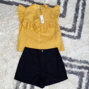 New with tags BB Dakota yellow top and BB Dakota black shorts.